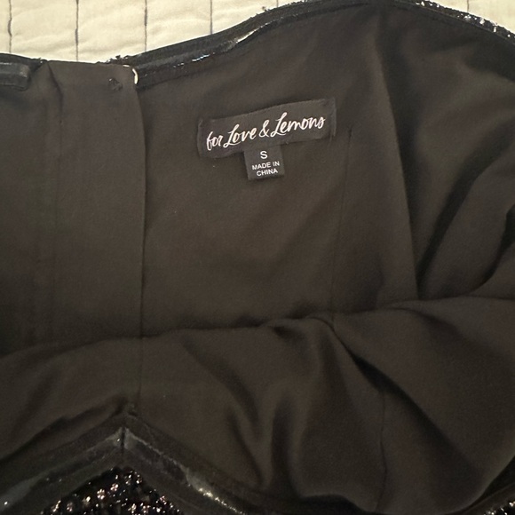 For Love and Lemons Black Sparkly Puff-Sleeve Top - Picture 3 of 3